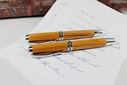 Set Füllfederhalter Kugelschreiber aus Holz Eibe, Taxus,